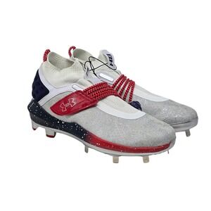 Under Armour Harper 8 Low USA ST Baseball Cleats White Navy Men 9 NIB